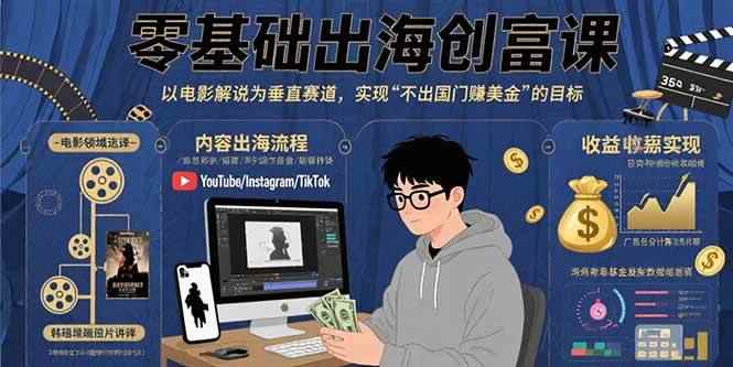 （15709期）零基础出海创富课：以电影解说为垂直赛道，实现不出国门赚美金的目标-咩咩网络