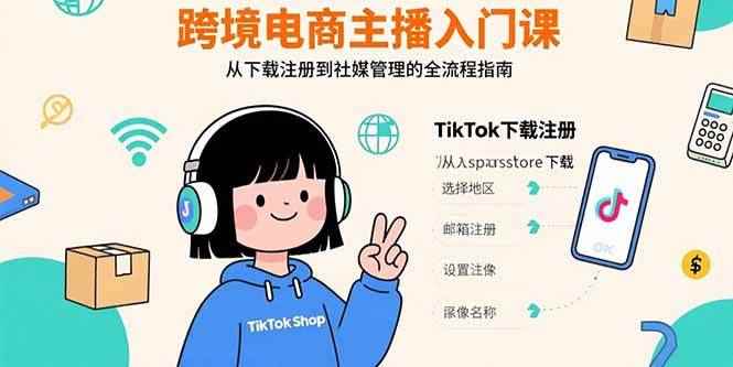 （15708期）跨境电商主播入门课，TikTok下载注册，支付工具配置，社媒账号管理全流程-咩咩网络