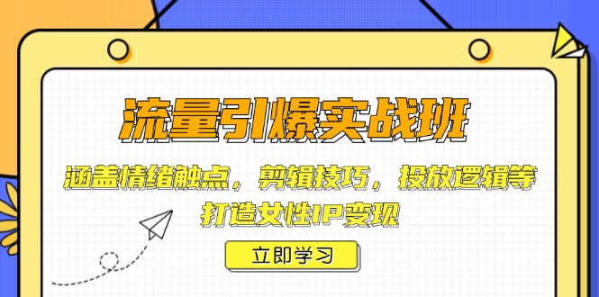 （14008期）流量引爆实战班，涵盖情绪触点，剪辑技巧，投放逻辑等，打造女性IP变现-咩咩网络